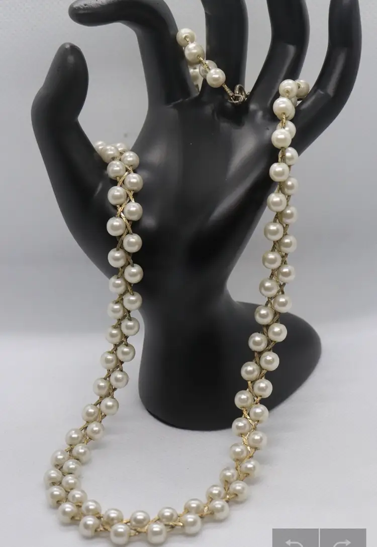 2 strand Weaved Pearl Necklace UNIQUE