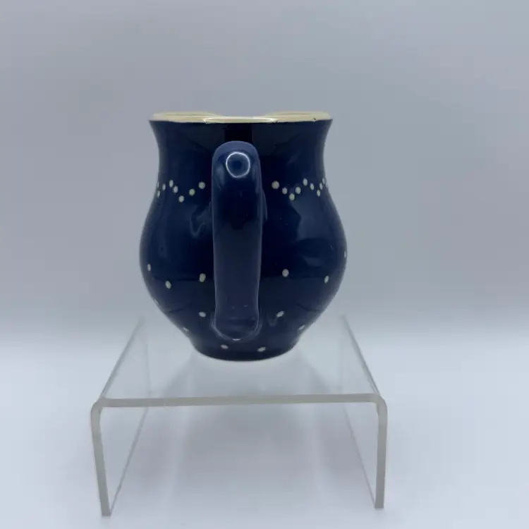 Vtg German Burgel Keramik Colbalt Blue White Polka Dot Creamer Pitcher Studio Potttery