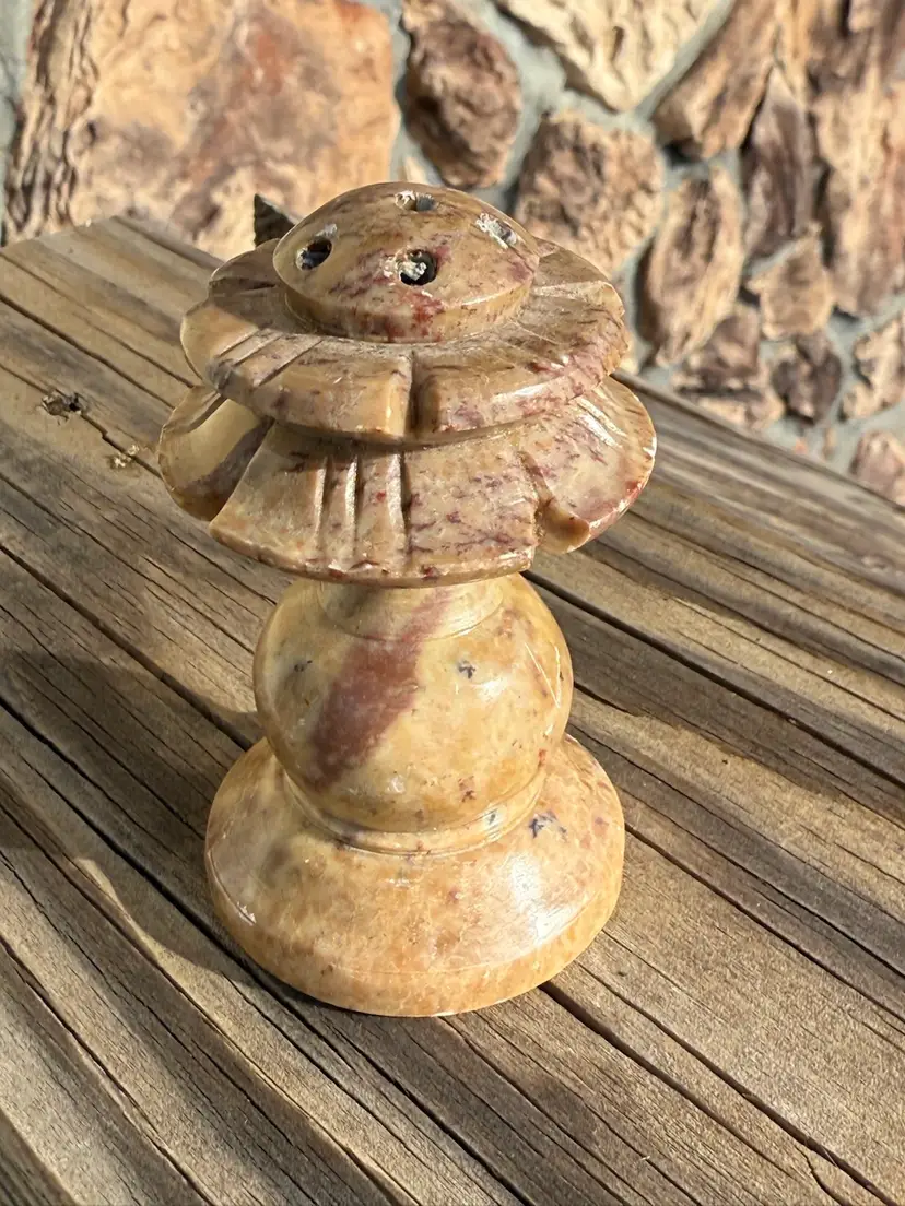 Indian HandCarved Soapstone Tower Incense Burner  Pagoda Style
