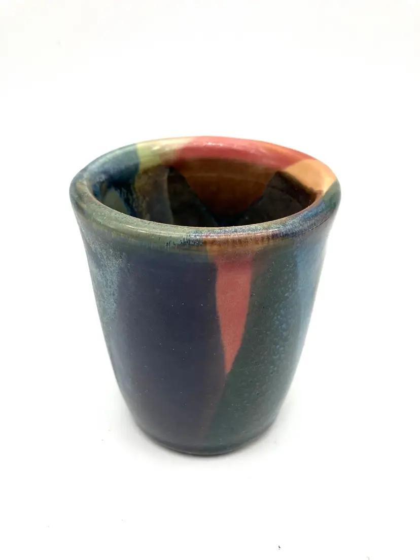 BIN - Studio Pottery Colorful Cup 6 Oz Signed