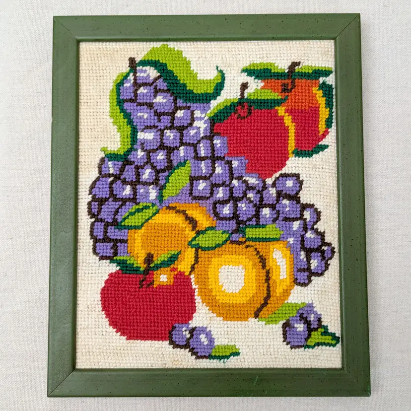 Framed Fruit Cross Stitch Embroidered Wall Art