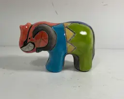 Elephant Figurine Clay Handmade S Africa Multicolor