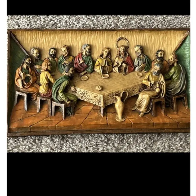 Made in Italy, Last Supper of Christ 12.25  x 7 in  Hand Painted VTG Wall Decor