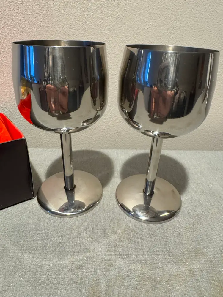 Vintage 18-8 Stainless Steel Wine glasses Set of 2