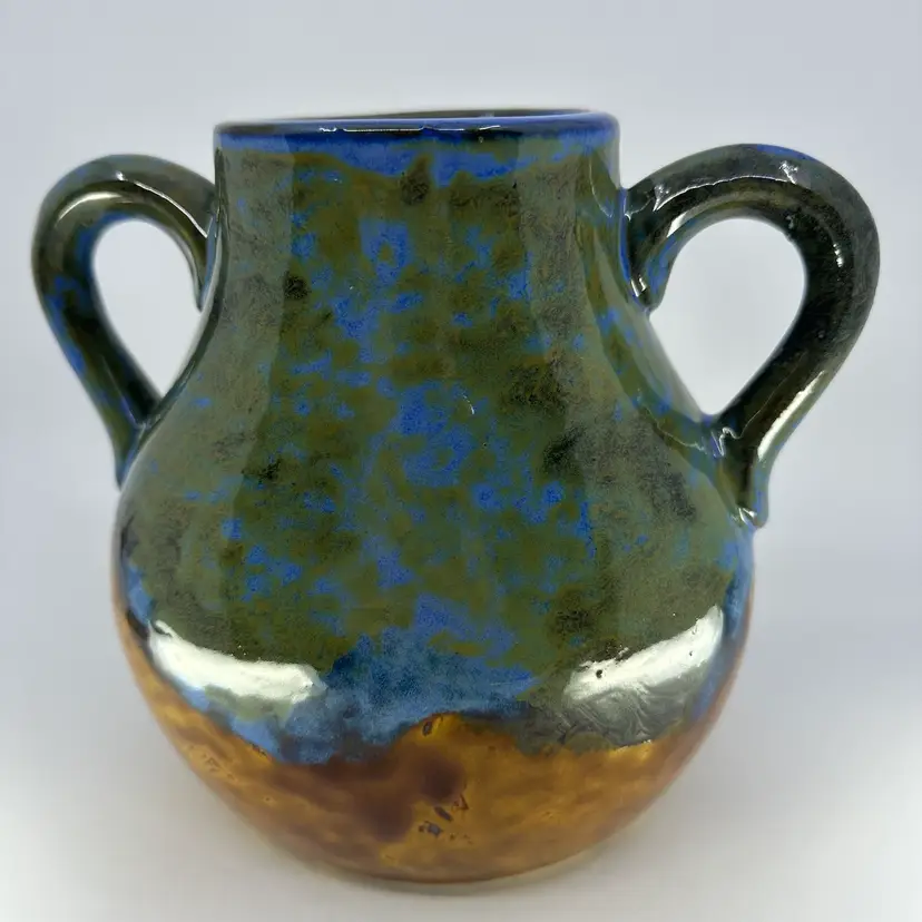 Art Nouveau Studio Pottery Amphora Double Handle Vase