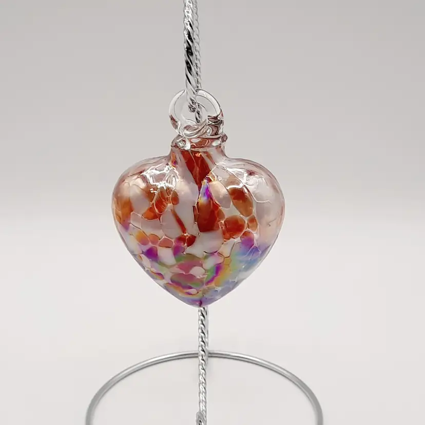 Art Glass Multi-colored Heart Ornament
