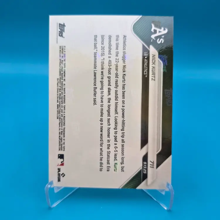 Nick Kurtz 2025 MLB Topps Now RC Card 493' Grand Slam Red Parallel 2/5 Oakland Athletics