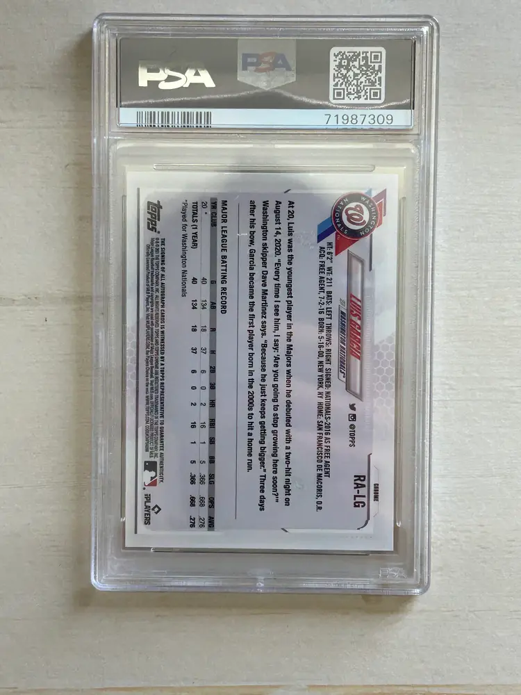 Luis Garcia Washington Nationals 2021 Topps Chrome Sapphire Rookie Auto PSA 10