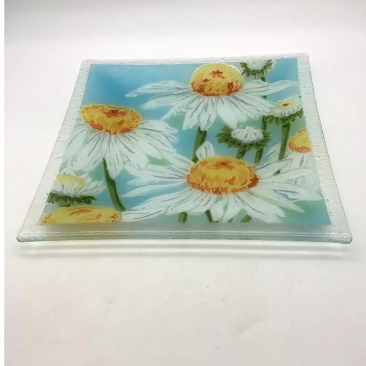 BIN - Peggy Karr Coneflower Plate 9.5” Square - Signed PKG ‘07