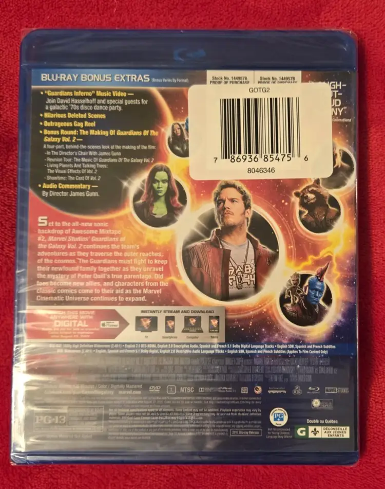 Guardians of the Galaxy: Volume 2 Marvel Disney (Blu-Ray + DVD + Digital) Sealed