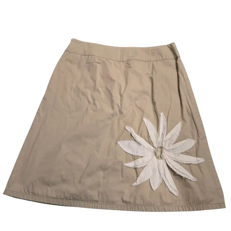 Boden Women's Rare Ecru cotton embroidered applique white daisy A- line skirt 12