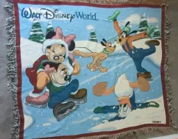 Walt Disney World Park Tapestry Woven Throw Blanket 56” x 48” Mickey Minnie