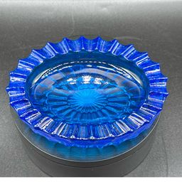 VTG Fenton Colonial Blue Thumbprint Trinket/Soap Dish 4” No Noted Flaws