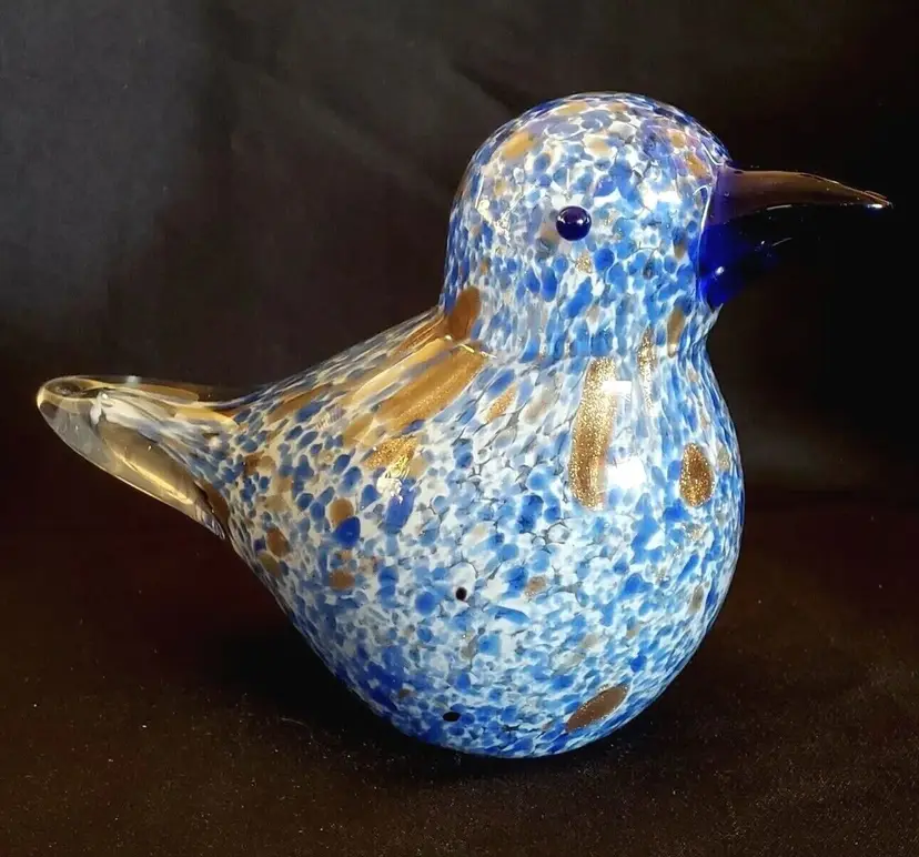 Art Glass Bird Figurine Paperweight Multicolored Hollow 8¼" approximately