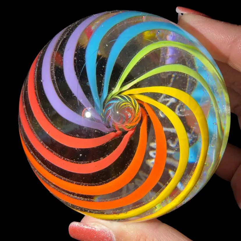 James R Wilbat Colorful Swirl Paperweight Signed