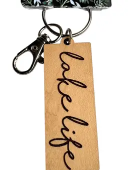 New Wooden Lake Life Engraved Keychain