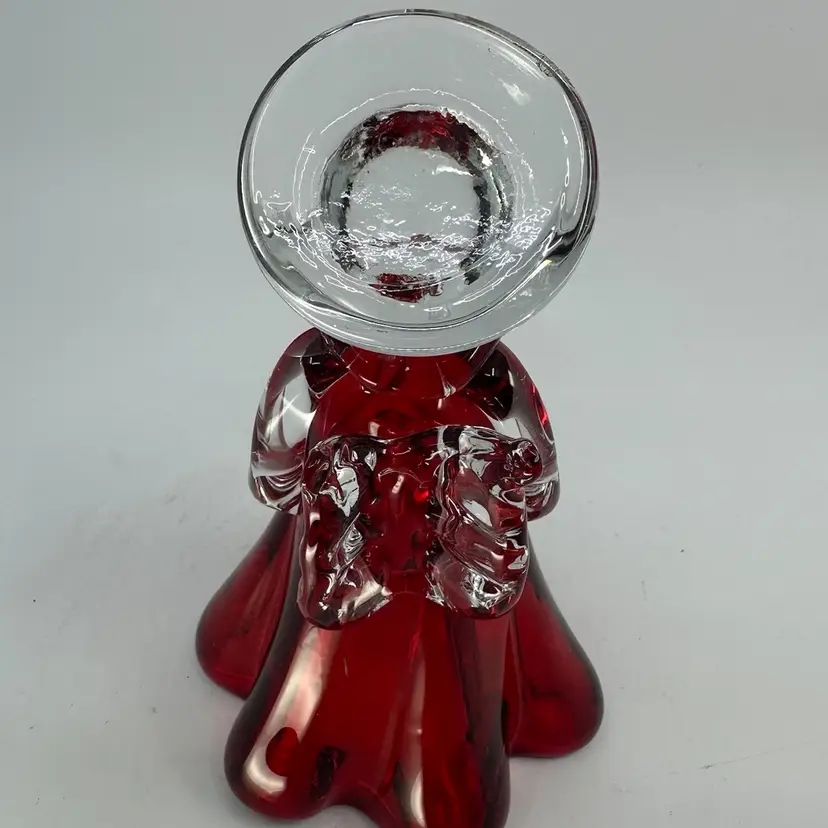 Art Glass Praying Angel Figurine Red