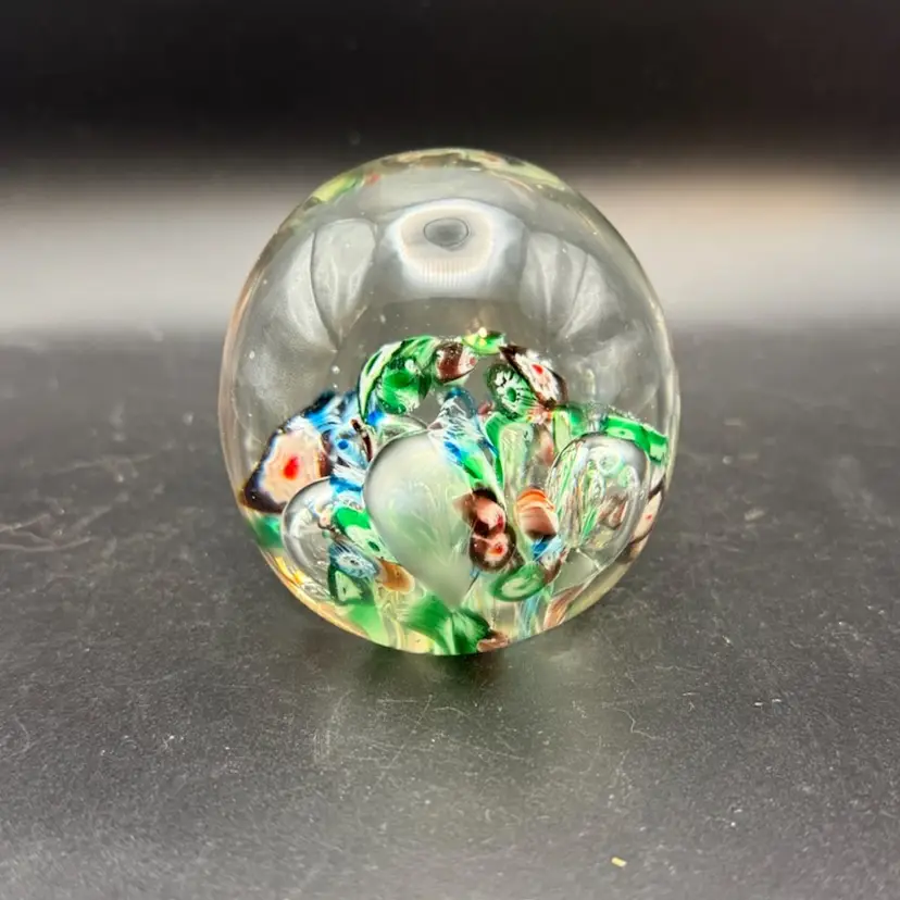 Vintage Art Glass Millefiori Paperweight