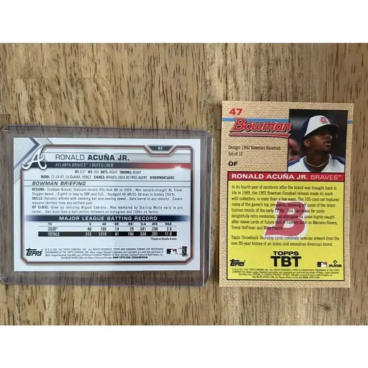 2 - 2021 Ronald Acuna jr Baseball Cards ~ Atlanta Braves