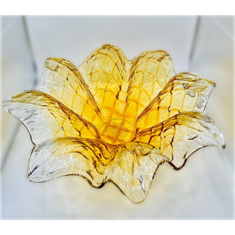 19”x5” Art Glass Sunflower Decorative Bowl- Gorgeous
