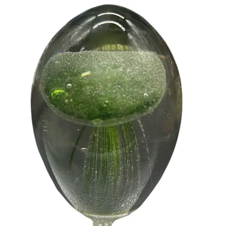 Green Medium Jelly Fish Paper Weight Glows Green