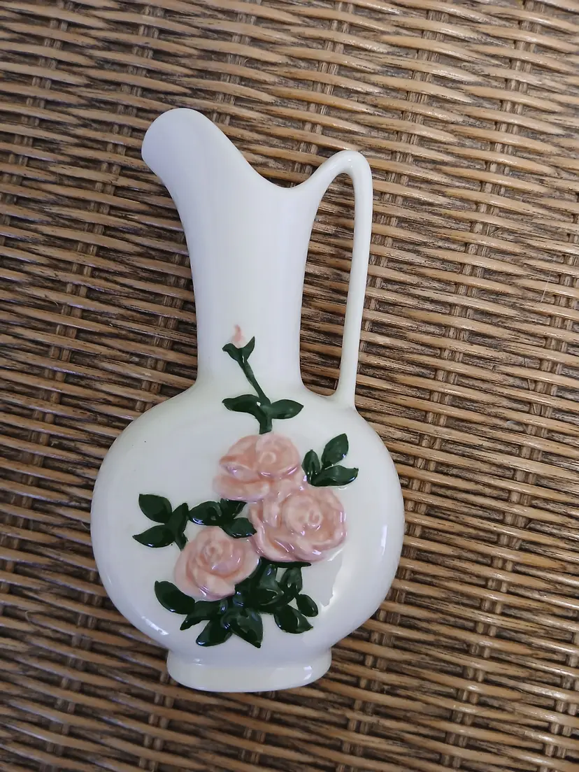 Vintage Libbey Ceramic Pink Rosebud Pitcher