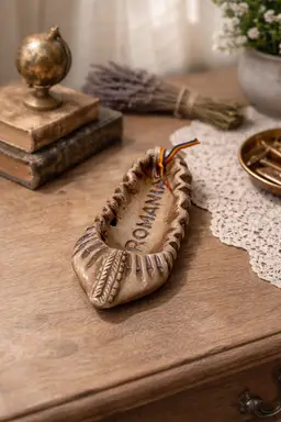 Vintage Romanian  Opincă (pronounced oh-PEEN-kah).