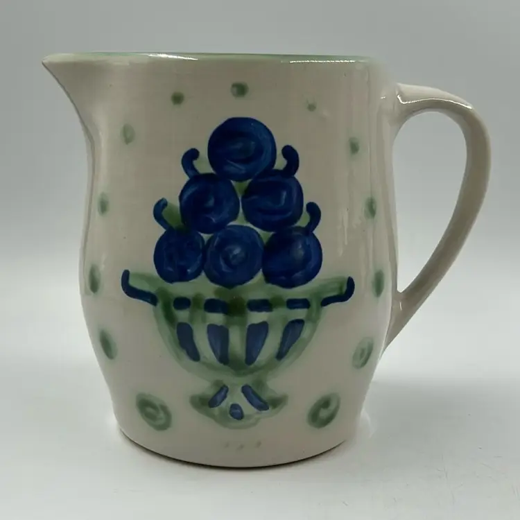 Vintage MA Hadley Blueberry Bouquet Large Picture With Green And Blue Accents 6.25” T.  4.5” W At The Base