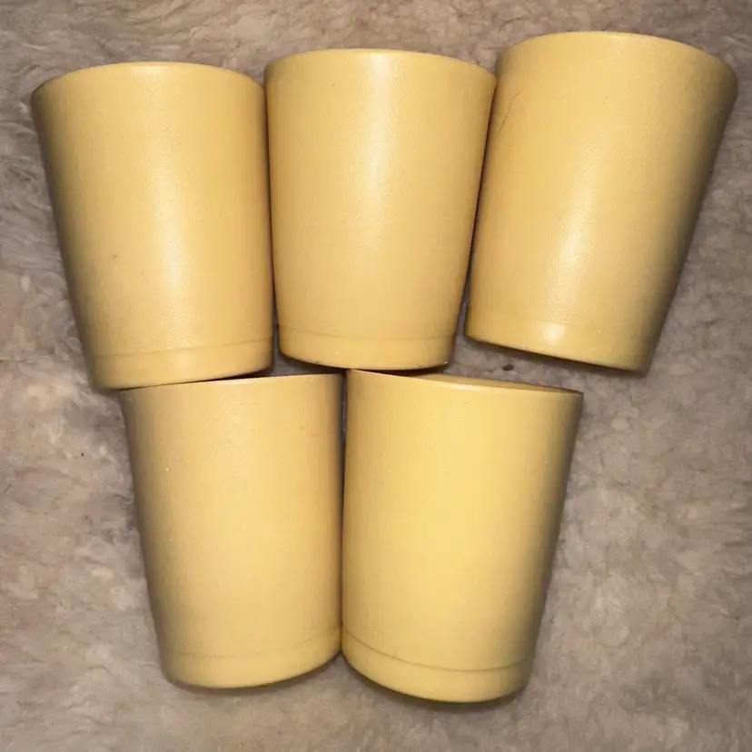 Vintage 1970s Tupperware Harvest Gold Tumblers / Juice Cups 1251-15 Set of 5