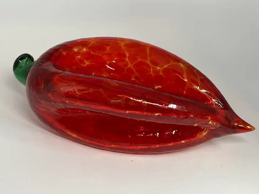 Hand Blown Glass Chili Pepper Figurine/Paperweight, 7.5" Long
