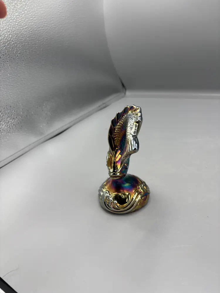 Vintage Fenton Carnival glass iridescent Koi Fish