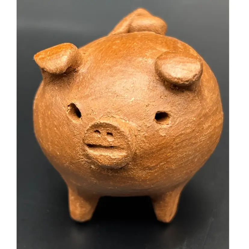 Three Legged Mini Good Luck Clay Pottery Pig Chile
