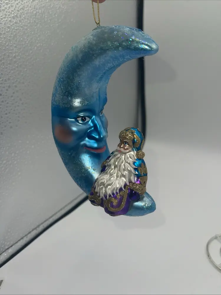 David Strand Mister Moonbeam Ornament Hand Blown Glass 5” With Tag