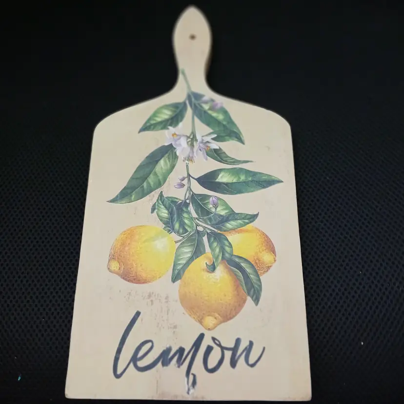 Kitchen Decor Cutting Board - Lemon / Blue & Yellow Bohemian