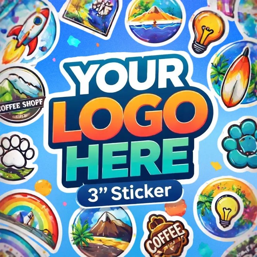 Custom Company Logo Stickers 3” – 25 Pack ($0.88 Per Sticker) | Business Branding Labels | Waterproof Vinyl