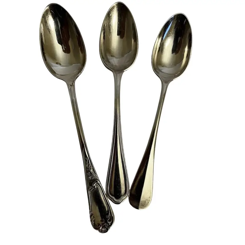 Vintage/ Antique silver plated tea spoon set of 3 (mixed lot) Christofle & Cailar Bayard Flatware lot