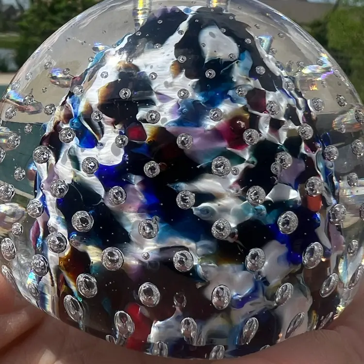Amazing Controlled Bubble Paperweight Very Colorful And Original Signed Koko