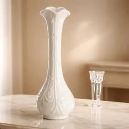 Vintage Westmoreland White Milk Glass Drapery Stretch Vase, 12" Tall