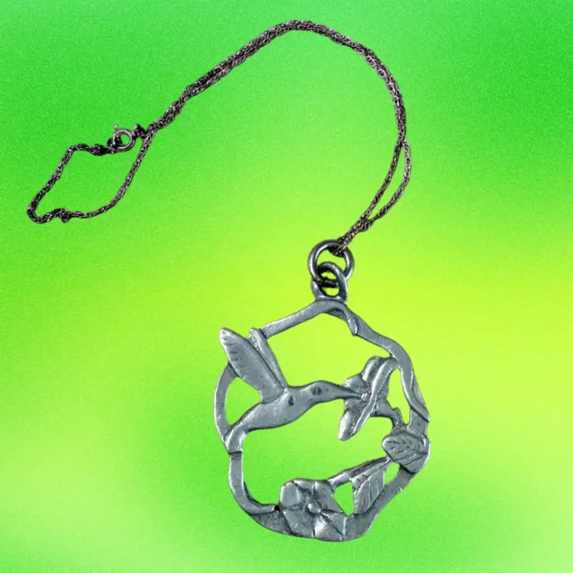 Signed Hummingbird Pendant Necklace - Lindsay Claire