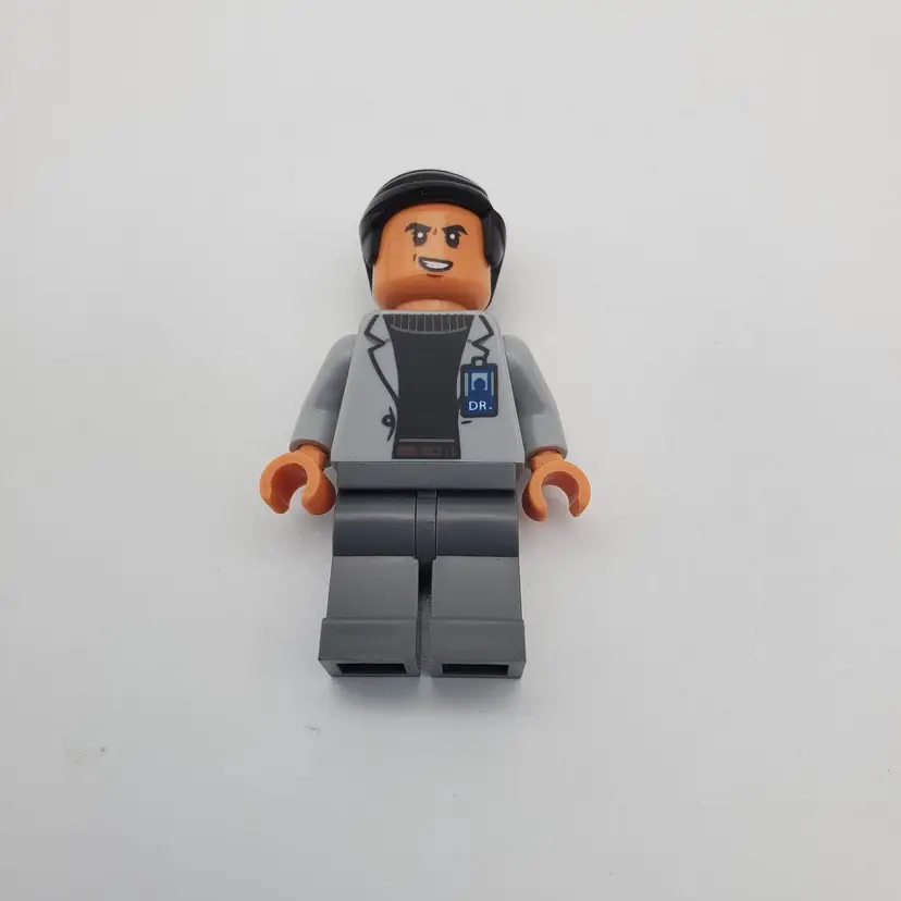 Lego Minifigure Dr Henry Wu Jurassic World Evil Smile Gray Jacket Toy Figure