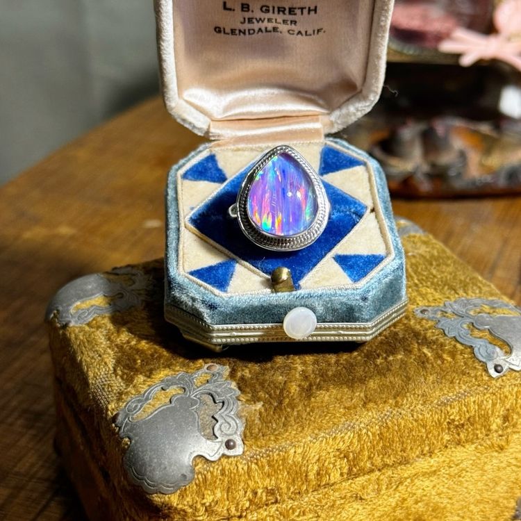 Sterling Silver Aurora Opal Ring Size 9