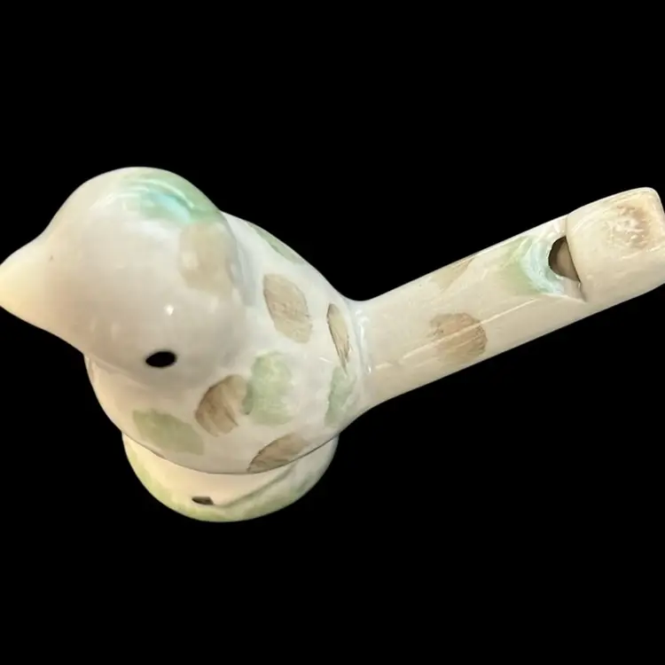 Ceramic spotted bird water whistle reproduction from Colonial Williamsburg. 2”