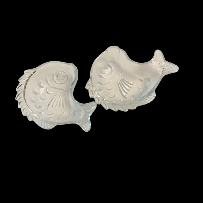 Set Of Two Glass Fish Candy Dishes 1.5” x 6”