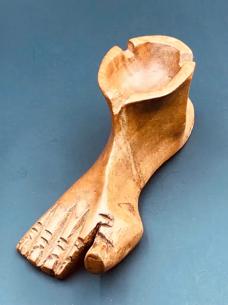 Wood Carved Weirdo Foot Ashtray