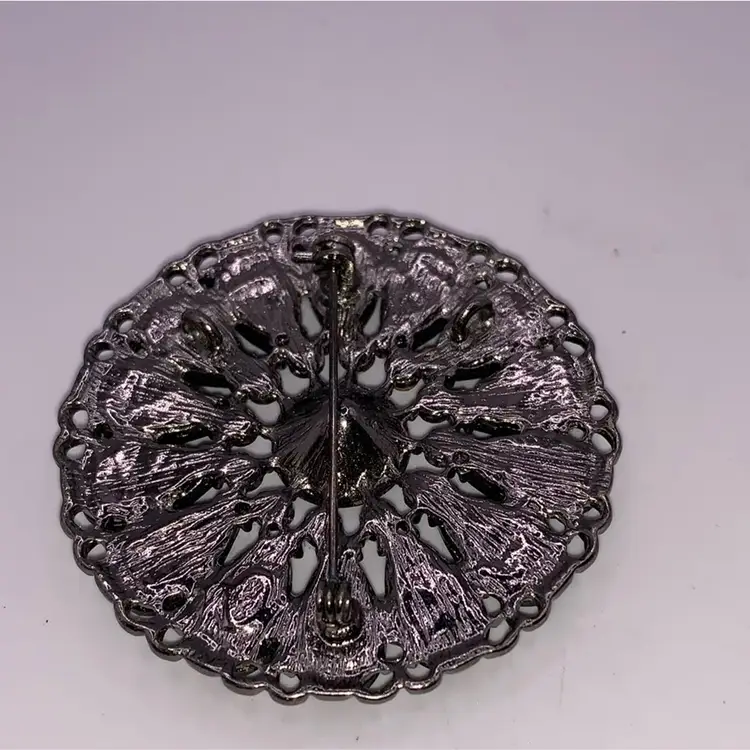 Premier Designs Black & Rhinestone Brooch