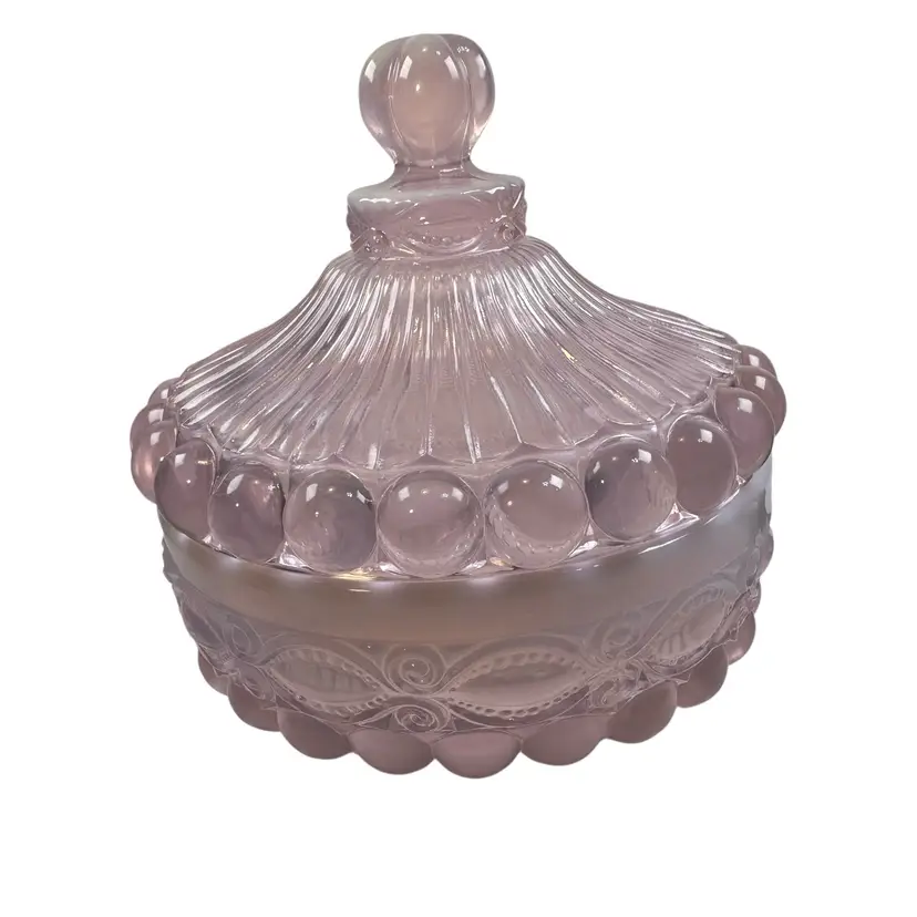 Mosser Pink Opal Eye Winker Glass Candy Dish USA New