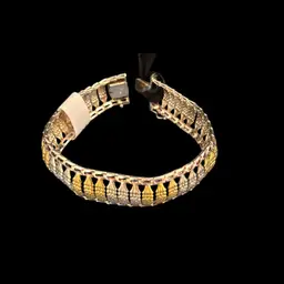 BR010 Milor Italy 2 Tone Sterling Silver 16 Gram 7” Safety Latch Bracelet 1” Wide