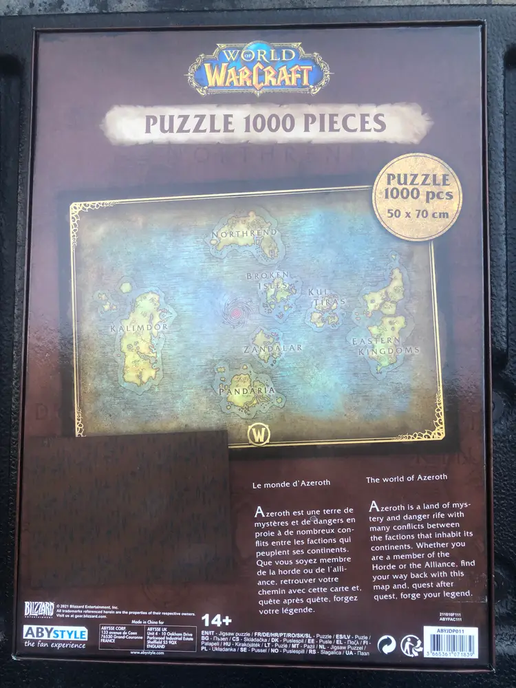 World of Warcraft Map Jigsaw Puzzle - 1000 Pieces WORLD OF WARCRAFT 1.000 PIECE JIGSAW PUZZLE 50 x 70cm with GOLD FOIL DEFINITIONS