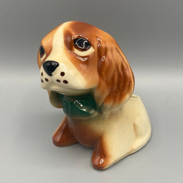 Vintage Small Ceramic Cocker Spaniel Puppy Planter Figurine