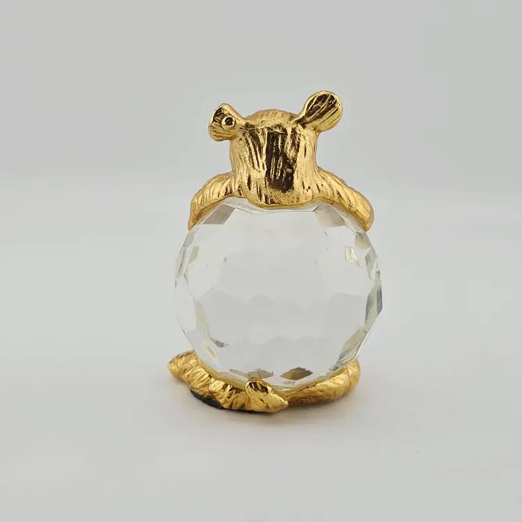Crystal Faceted Ball Gold Teddy Bear Bear